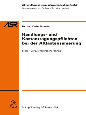 cover image of Handlungs- und Kostentragungspflichten bei der Altlastensanierung